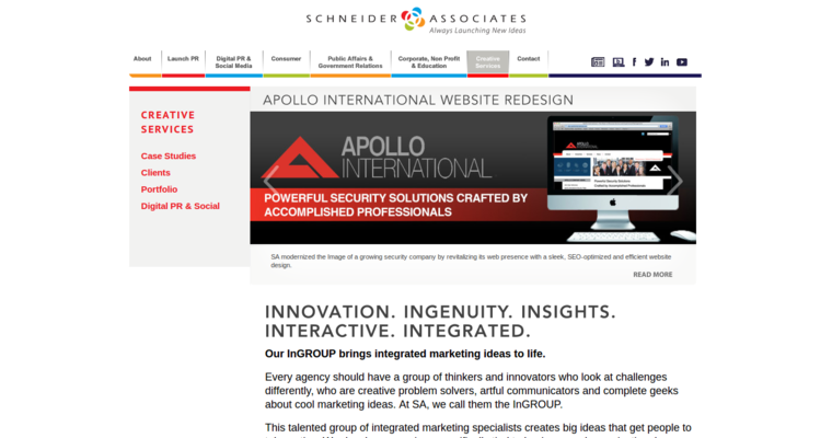 Service page of #16 Leading PR Company: Schneider Associates