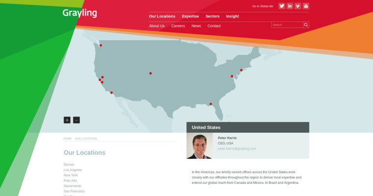 Locations page of #7 Top Public Relations Business: Grayling