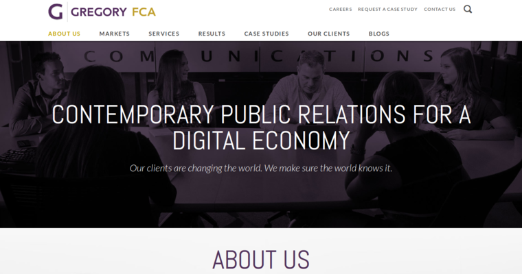 Home page of #18 Best PR Firm: Gregory FCA