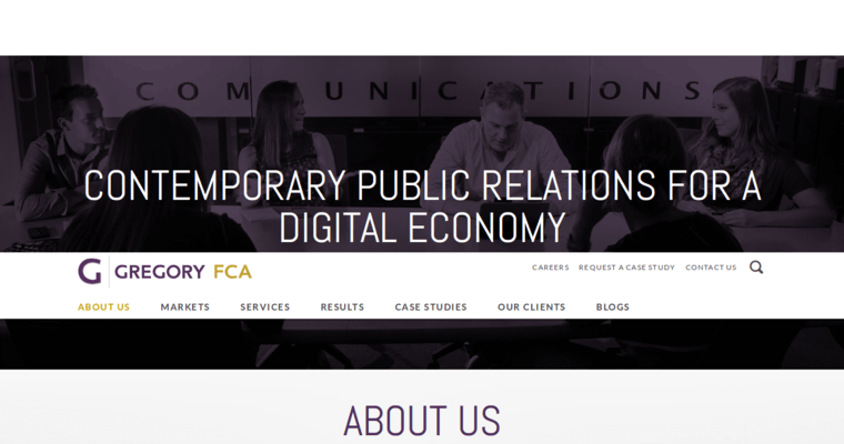 About page of #14 Top Public Relations Firm: Gregory FCA