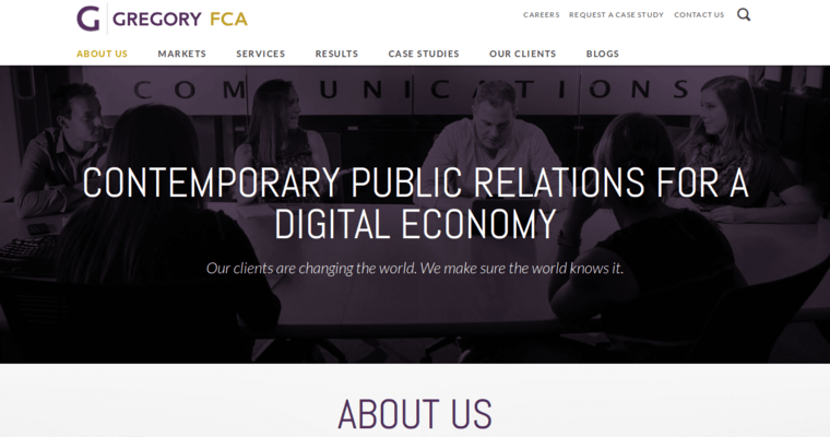 Home page of #14 Best Public Relations Firm: Gregory FCA