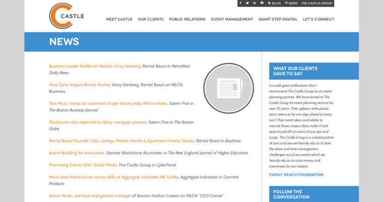 News page of #7 Top Boston PR Agency: Castle