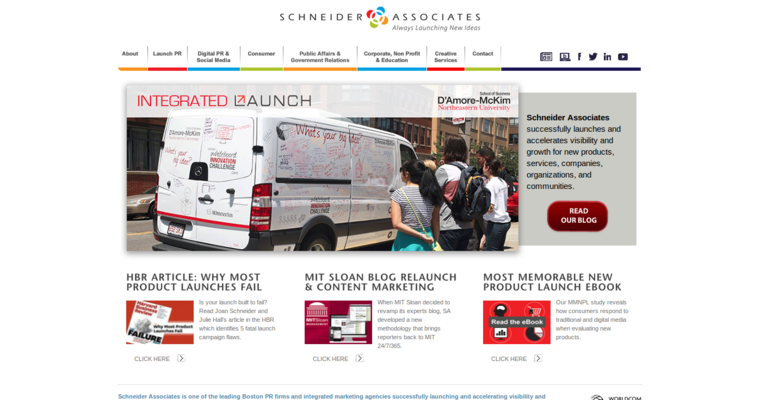 Home page of #3 Leading Boston Public Relations Agency: Schneider Associates