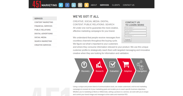 Service page of #2 Leading Boston PR Agency: 451 Marketing