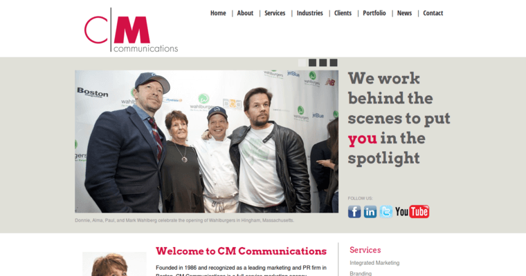 Home page of #8 Top Boston PR Business: CM Communications