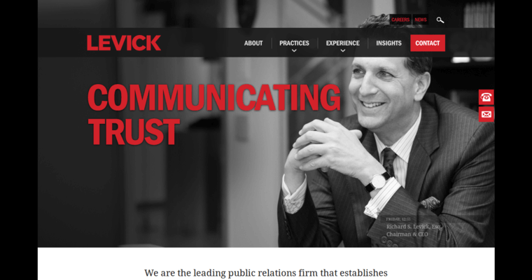 Home page of #5 Top Corporate PR Company: Levick