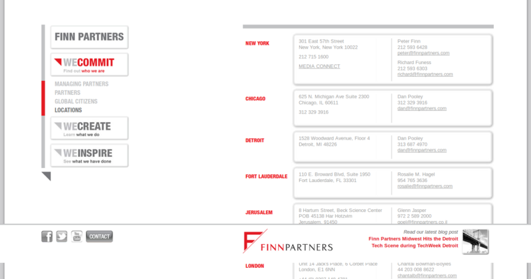 Locations page of #8 Best Corporate Public Relations Company: Finn Partners