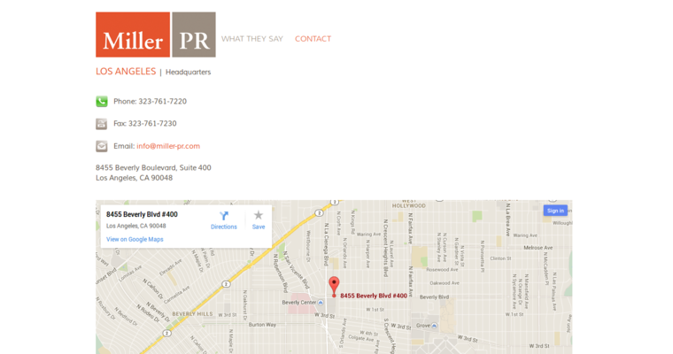 Contact page of #3 Top Digital PR Agency: Miller PR