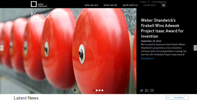 News page of #6 Leading Digital PR Company: Weber Shandwick