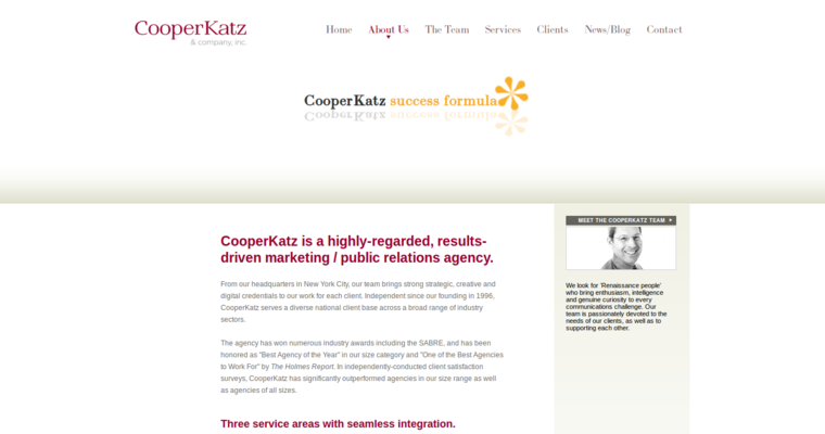 About page of #8 Leading Online Public Relations Company: Cooper Katz & Company