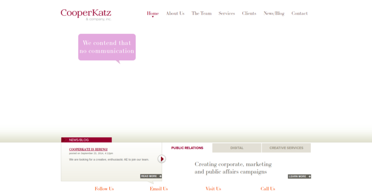 Home page of #10 Best Online PR Agency: Cooper Katz & Company