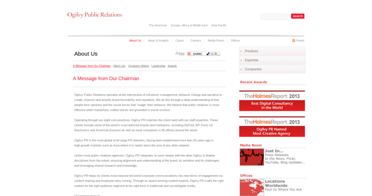About page of #1 Best Online PR Business: Ogilvy Public Relations