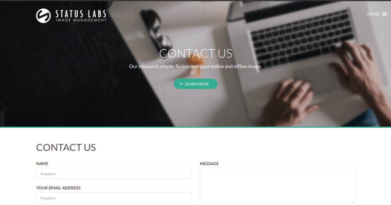 Contact page of #6 Leading Digital PR Business: Status Labs