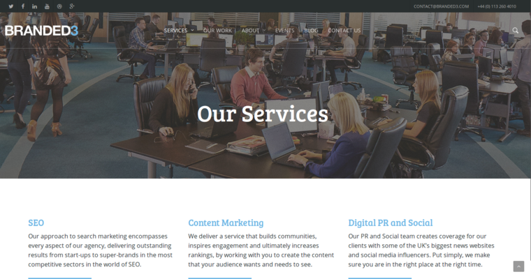 Service page of #10 Best Digital PR Agency: Branded3