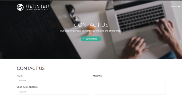 Contact page of #8 Top Online Public Relations Business: Status Labs