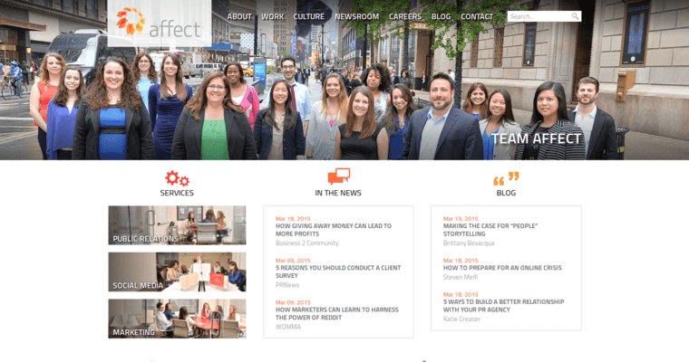 Home page of #11 Leading Online PR Firm: Affect