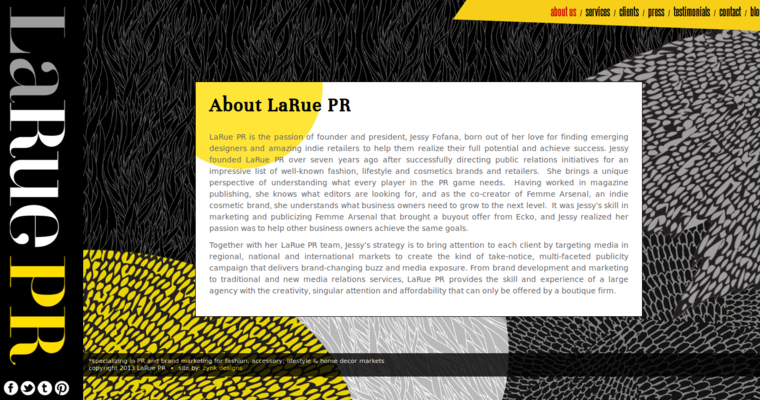 About page of #9 Top Fashion PR Firm: LaRue