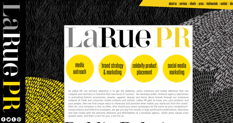 Home page of #9 Best Fashion PR Company: LaRue