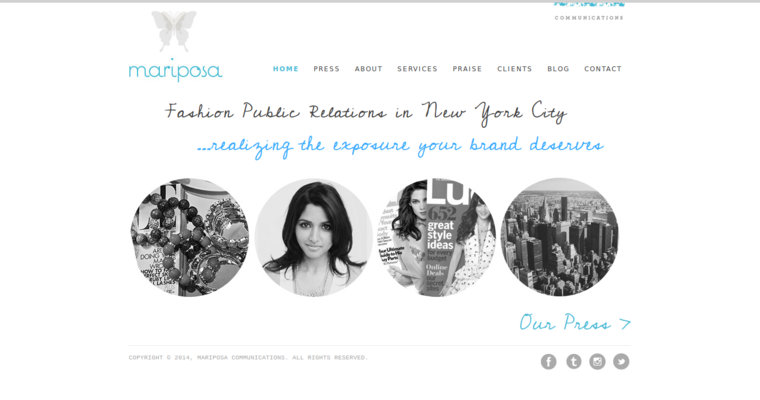 Home page of #7 Leading Fashion Public Relations Company: Mariposa Communications