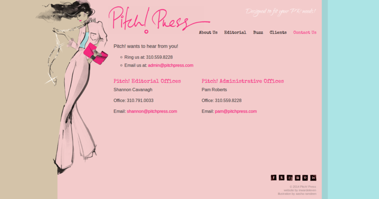 Contact page of #9 Best Fashion Public Relations Company: Pitch! Press
