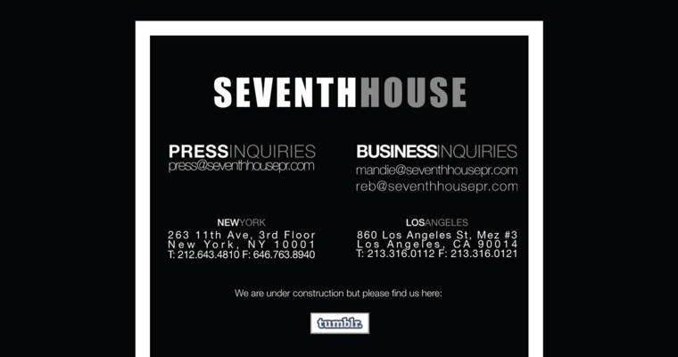 Home page of #10 Top Fashion PR Business: Seventh House