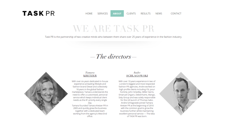 About page of #1 Top Beauty Public Relations Firm: Task PR