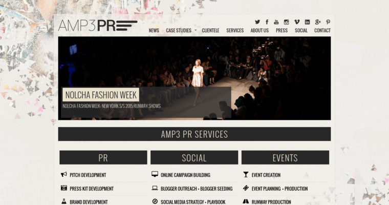 Service page of #9 Top Fashion PR Business: AMP3