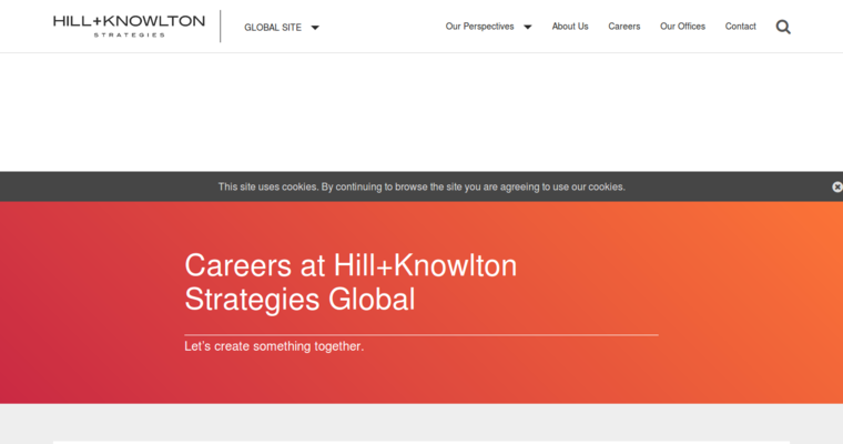 Careers page of #5 Best Finance PR Business: Hill+Knowlton Strategies