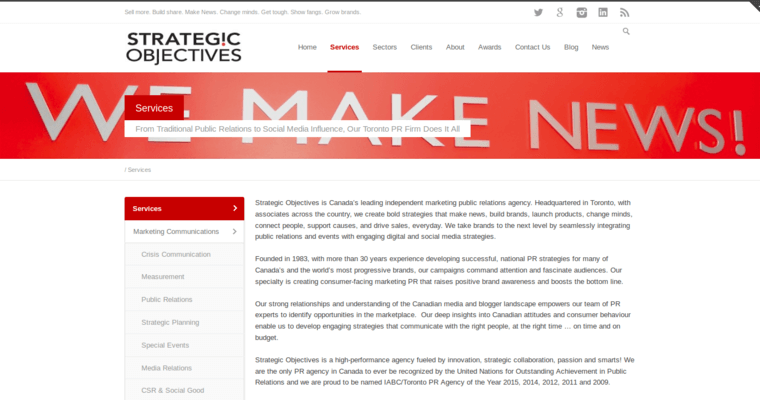 Service page of #5 Best Finance PR Firm: Strategic Objectives