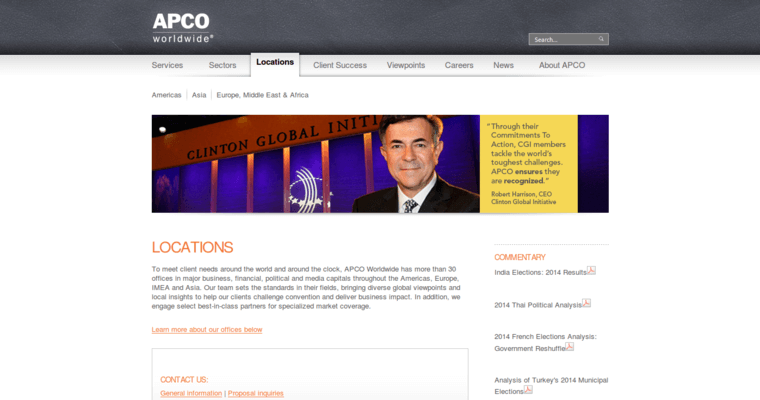 Locations page of #1 Leading Finance PR Company: APCO Worldwide