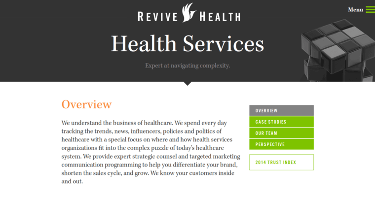 Service page of #9 Leading Health Public Relations Company: Revive Health