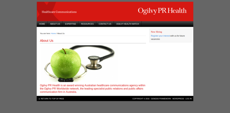 About page of #2 Top Health Public Relations Firm: Ogilvy PR Health