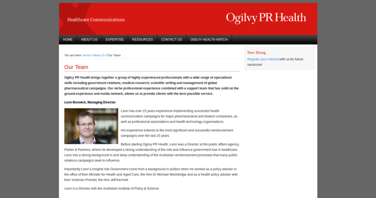 Team page of #2 Leading Health Public Relations Business: Ogilvy PR Health