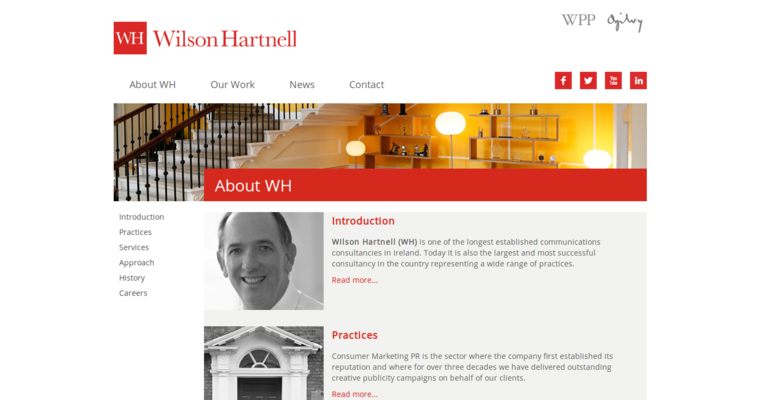 About page of #5 Leading Health PR Company: Wilson Hartnell