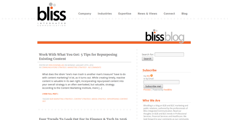 Blog page of #7 Top Health PR Firm: Bliss Integrated Communication