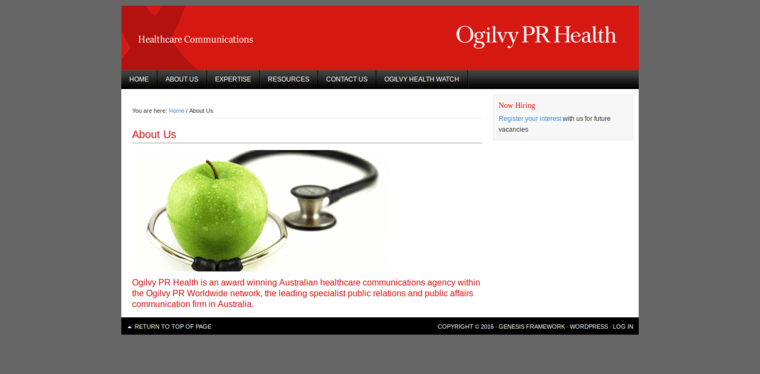 About page of #1 Leading Health PR Business: Ogilvy PR Health