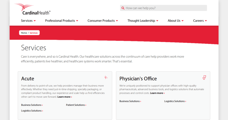 Service page of #2 Top Health PR Company: Cardinal Health
