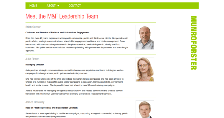 Team page of #5 Leading Health PR Company: Munro & Forster