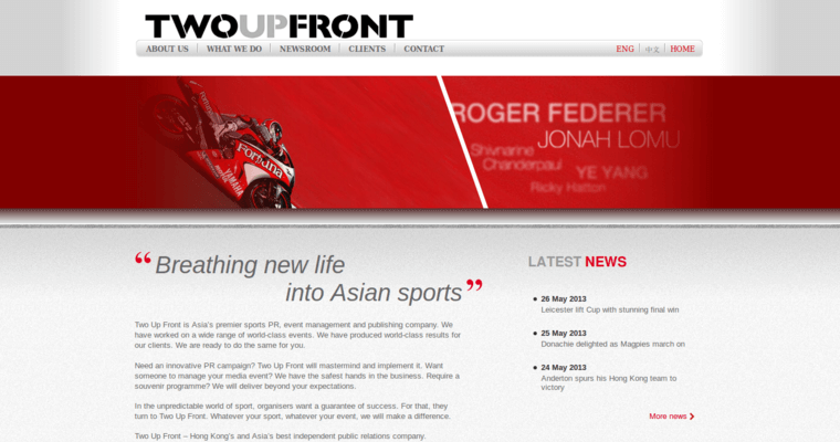Home page of #8 Top Hong Kong PR Company: Two Up Front