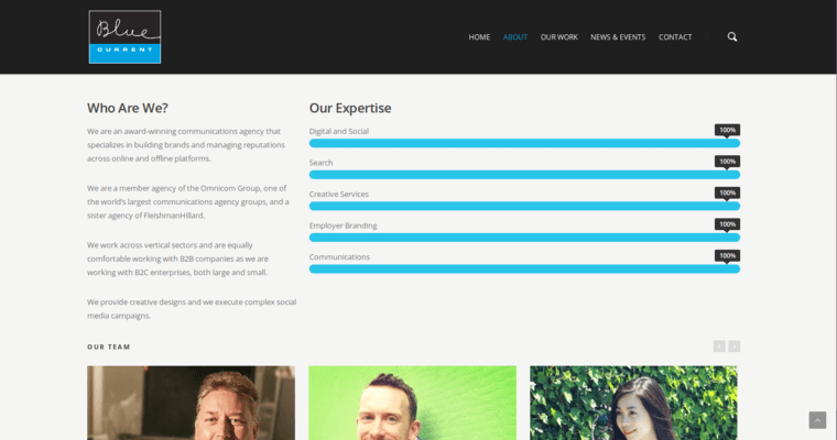About page of #9 Top Hong Kong PR Agency: Blue Current
