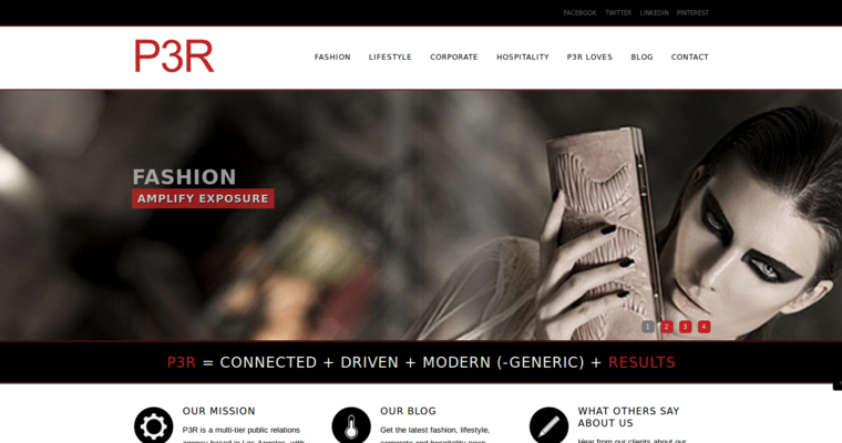Home page of #8 Leading LA Public Relations Company: P3R