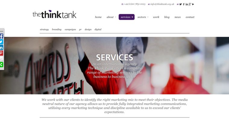 Service page of #8 Best London Public Relations Firm: The Think Tank