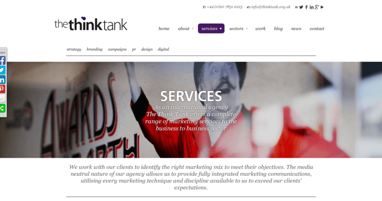 Service page of #8 Best London PR Firm: The Think Tank