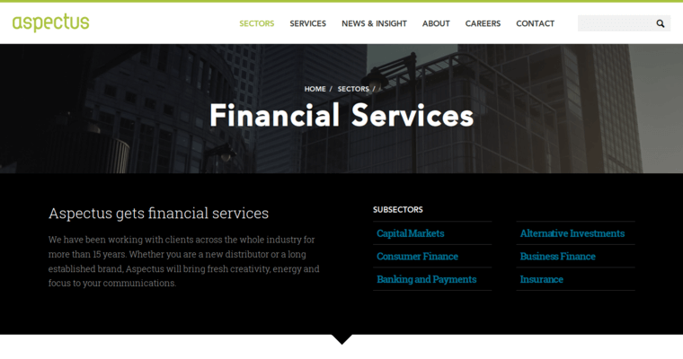 Service page of #4 Leading London PR Firm: Aspectus