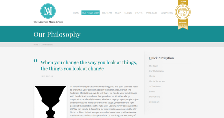 Philosophy page of #1 Top London PR Firm: The Anderson Media Group