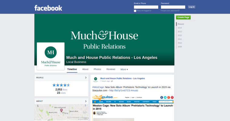 Facebook page of #4 Leading Entertainment PR Business: Much & House