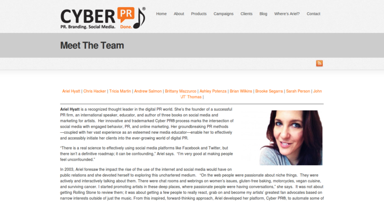 Team page of #4 Leading Entertainment PR Agency: Cyber