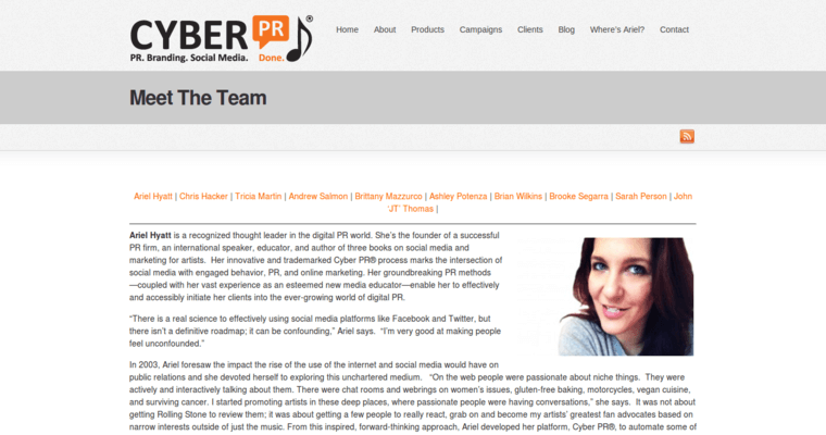 Team page of #1 Leading Entertainment PR Business: Cyber