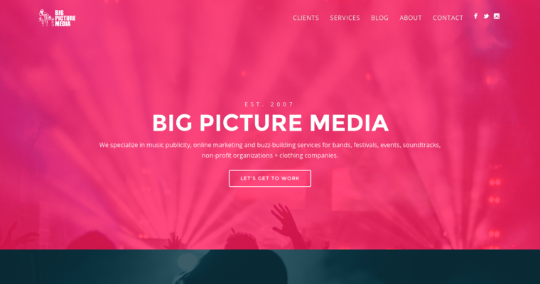 Home page of #9 Best Entertainment PR Business: Big Picture Media