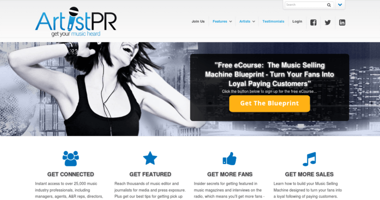 Home page of #6 Leading Music Public Relations Company: Artist PR